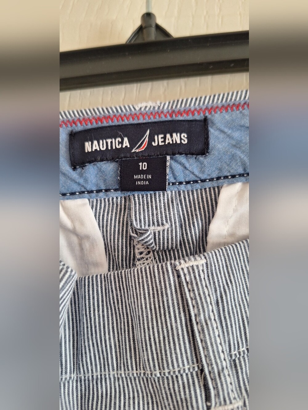 Nautica Navy and White Pinstripe Bermuda Shorts - Picture 2 of 3